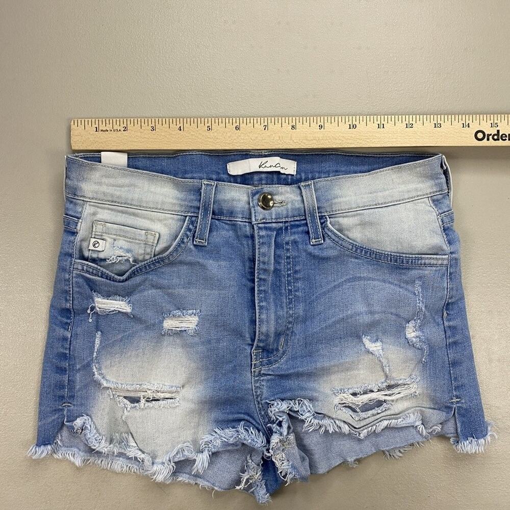 KanCan Shorts Womens 26 Distressed Light Wash Denim Mid Rise Frayed Cutoff 26x2 - Picture 7 of 12